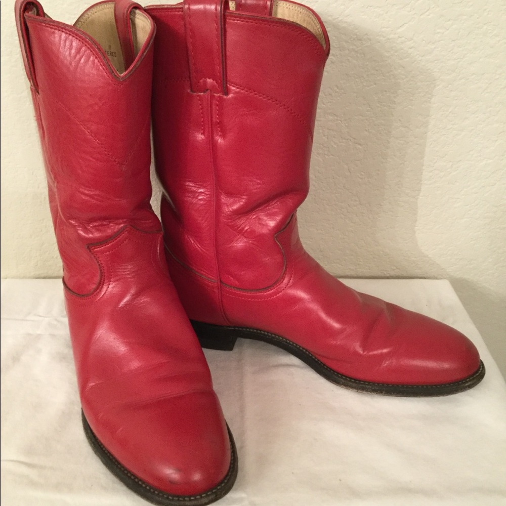 Red Kipskin Justin Boots